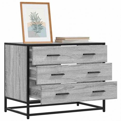 Kommode med 3 skuffer 70 x 41 x 56 cm - grå sonoma-eg