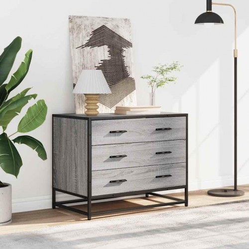 Kommode med 3 skuffer 70 x 41 x 56 cm - grå sonoma-eg