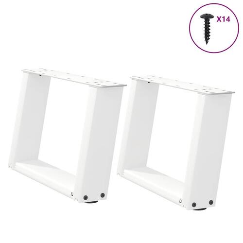 Sofabordben U-formet 2 stk. 50x(30-31) cm stål hvid