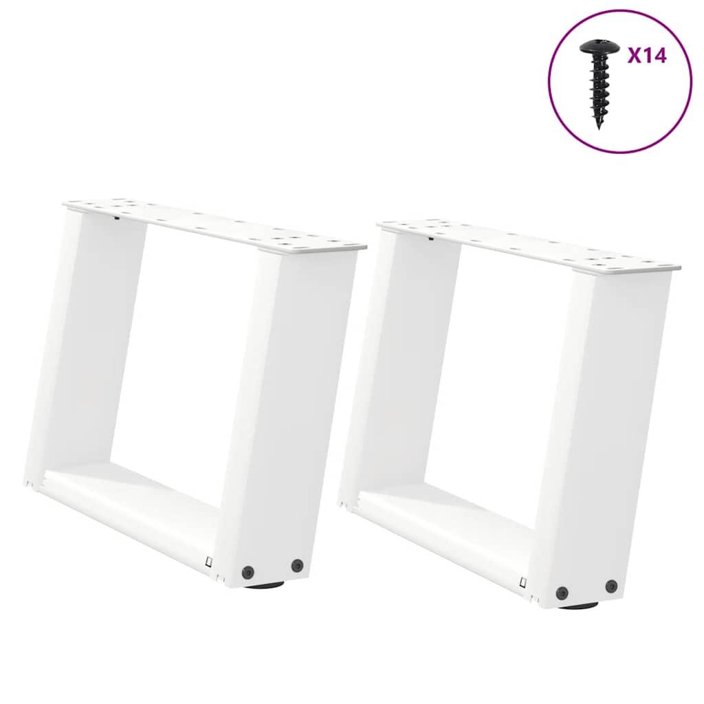 Sofabordben U-formet 2 stk. 50x(30-31) cm stål hvid