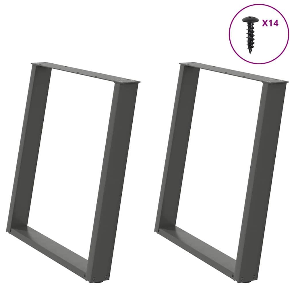 Spisebordsben U-formet 2 stk. 80x(72-73) cm stål antracitgrå