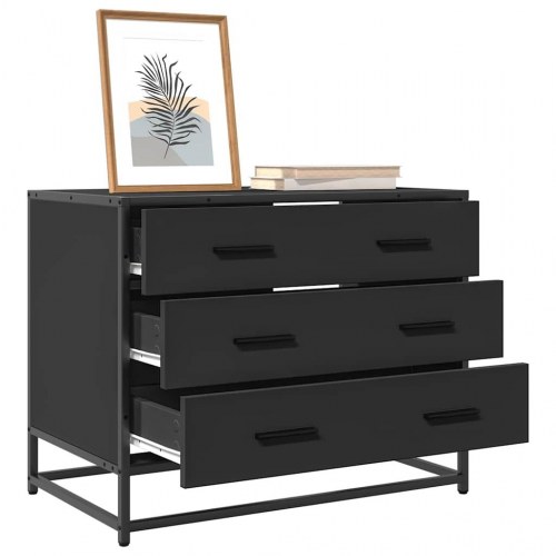 Kommode med 3 skuffer 70 x 41 x 56 cm - sort