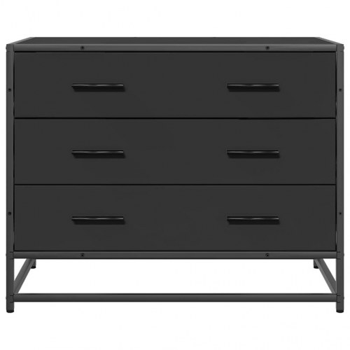 Kommode med 3 skuffer 70 x 41 x 56 cm - sort