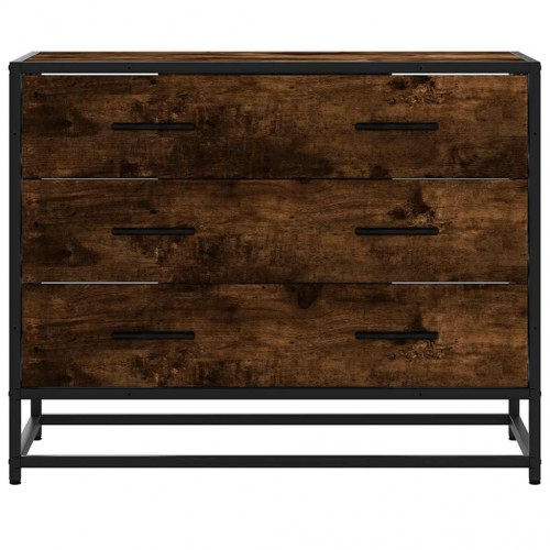 Kommode med 3 skuffer 70 x 41 x 56 cm - røget egetræsfarve