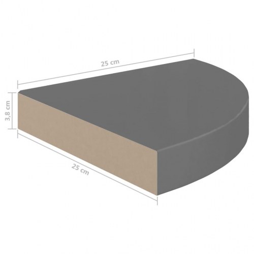 Hjørnehylder - 4 stk. 25×25×3,8 cm i MDF, grå højglans