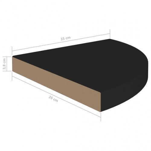 Hjørnehylder 4 stk. 35 x 35 x 3,8 cm - MDF, sort