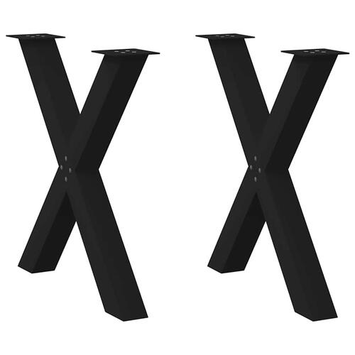 Spisebordsben X-formet 2 stk. 80x(72-73) cm stål sort
