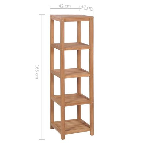 Badeværelsesstativ 4 etager massivt teak 42 x 42 x 165 cm