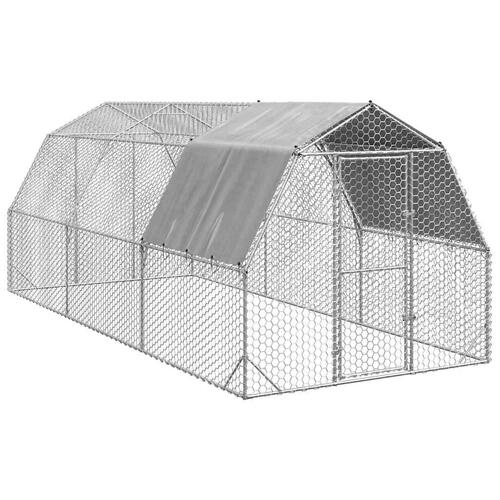 Hønsegård med tag 2,5x6x2,25 m galvaniseret stål