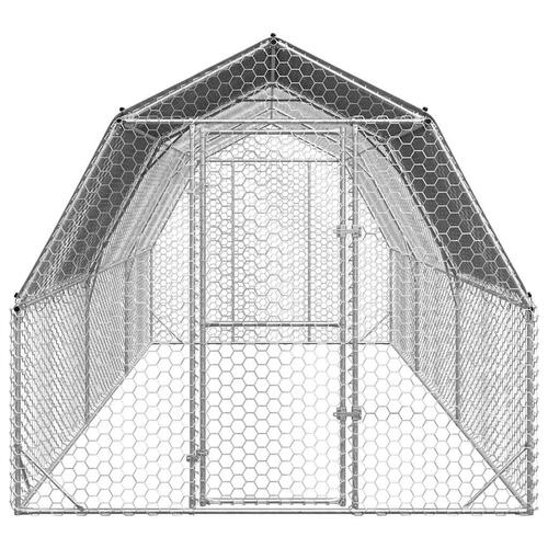 Hønsegård med tag 2,5x6x2,25 m galvaniseret stål