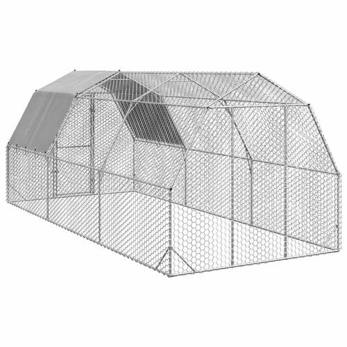 Hønsegård med tag 2,5x6x2,25 m galvaniseret stål