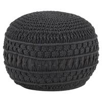Håndlavet macramépuf 45x30 cm bomuld antracitgrå