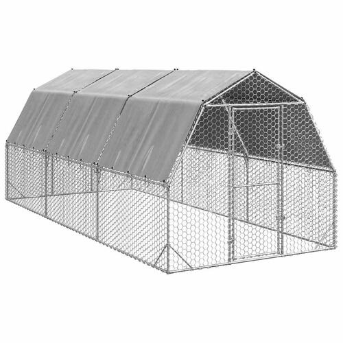 Hønsegård med tag 2,5x6x2,25 m galvaniseret stål