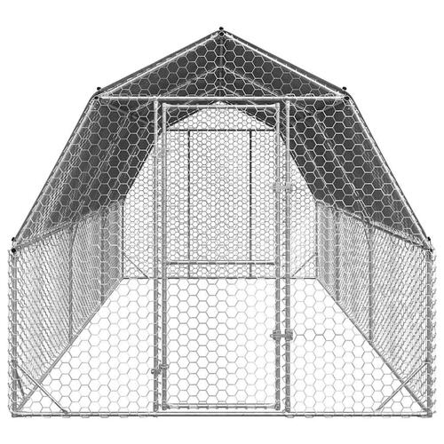 Hønsegård med tag 2,5x6x2,25 m galvaniseret stål
