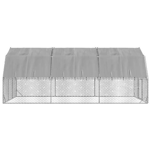 Hønsegård med tag 2,5x6x2,25 m galvaniseret stål