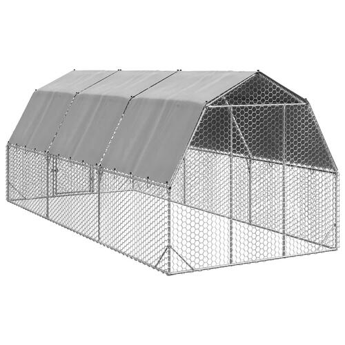 Hønsegård med tag 2,5x6x2,25 m galvaniseret stål