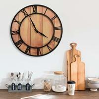 325172 Wall Clock 39 cm Brown and Black MDF and Iron