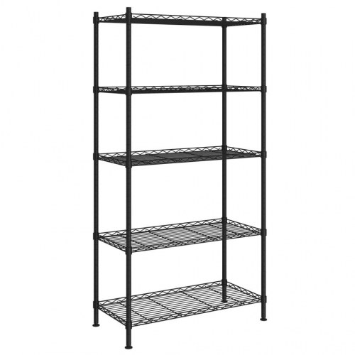 Opbevaringsstativ i tråd med 5 hylder - 90 × 35 × 180 cm, sort, 250 kg