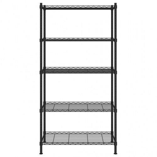 Opbevaringsstativ i tråd med 5 hylder - 90 × 35 × 180 cm, sort, 250 kg