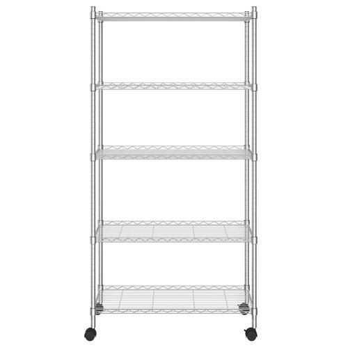 Opbevaringsreol med 5 hylder og hjul 75x35x155 cm 250 kg krom