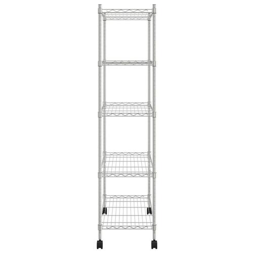 Opbevaringsreol med 5 hylder og hjul 75x35x155 cm 250 kg krom