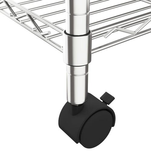 Opbevaringsreol med 5 hylder og hjul 75x35x155 cm 250 kg krom