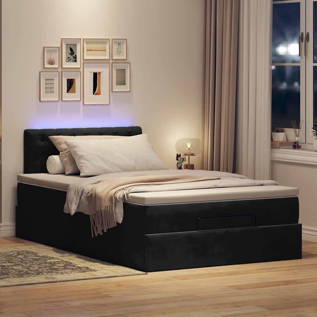 Osmannisk Sengeramme Med Madras 120x190 Cm Fløjl Sort