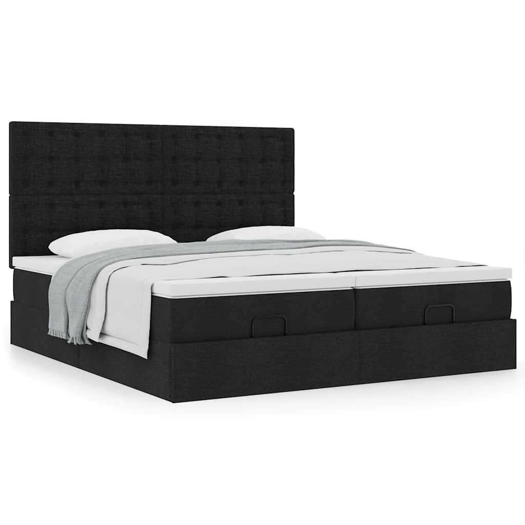 Ottomansk sengeramme med madrasser 160×200 cm - stof, sort