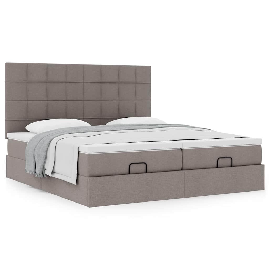 Osmannisk sengeramme med madrasser 200 x 200 cm stof grbrun