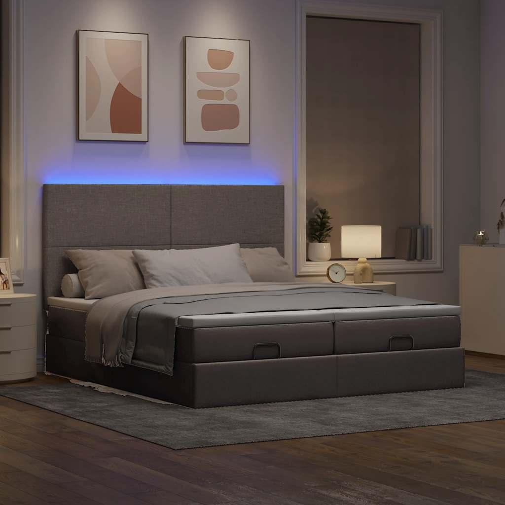 Osmannisk sengeramme med madrasser 200x200 cm stof grbrun