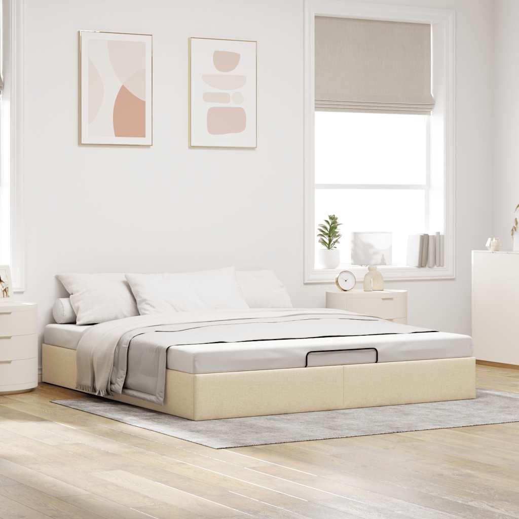 Osmannisk sengeramme uden madras 180x200 cm stof cremefarvet