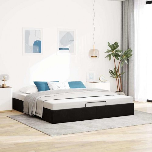 Sengeramme med opbevaring 180 x 200 cm i sort fløjl