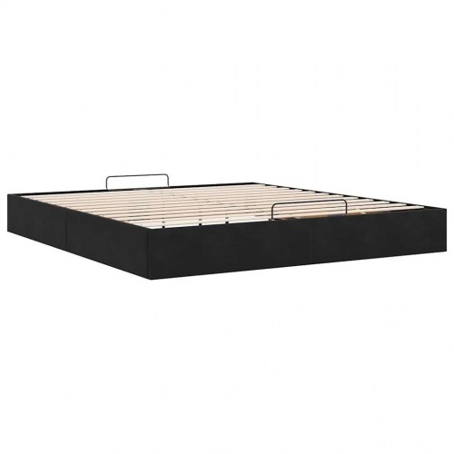 Sengeramme med opbevaring 180 x 200 cm i sort fløjl