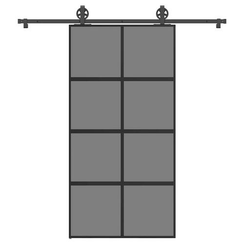 Skydedør med hardwaresæt 102,5x205 cm hærdet glas og aluminium