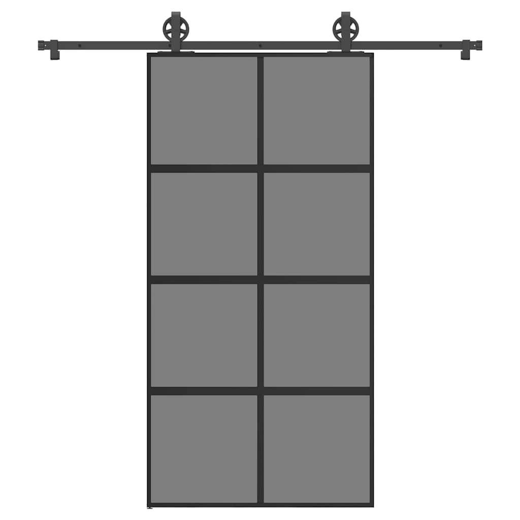 Skydedør med hardwaresæt 102,5x205 cm hærdet glas og aluminium