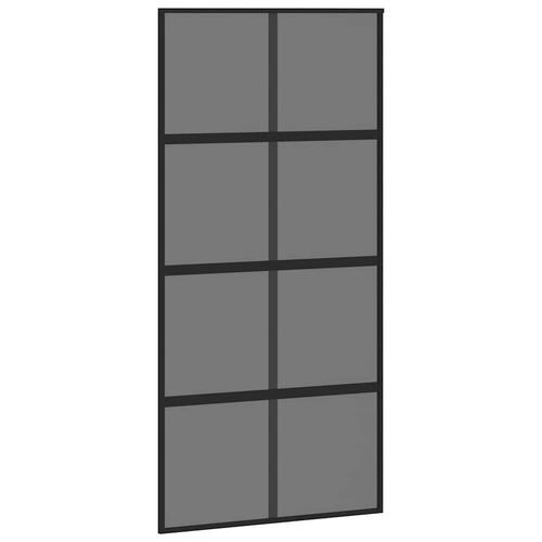 Skydedør med hardwaresæt 102,5x205 cm hærdet glas og aluminium