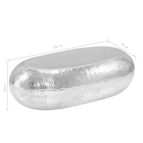 Sofabord 100 x 50 x 28 cm aluminium sølvfarvet