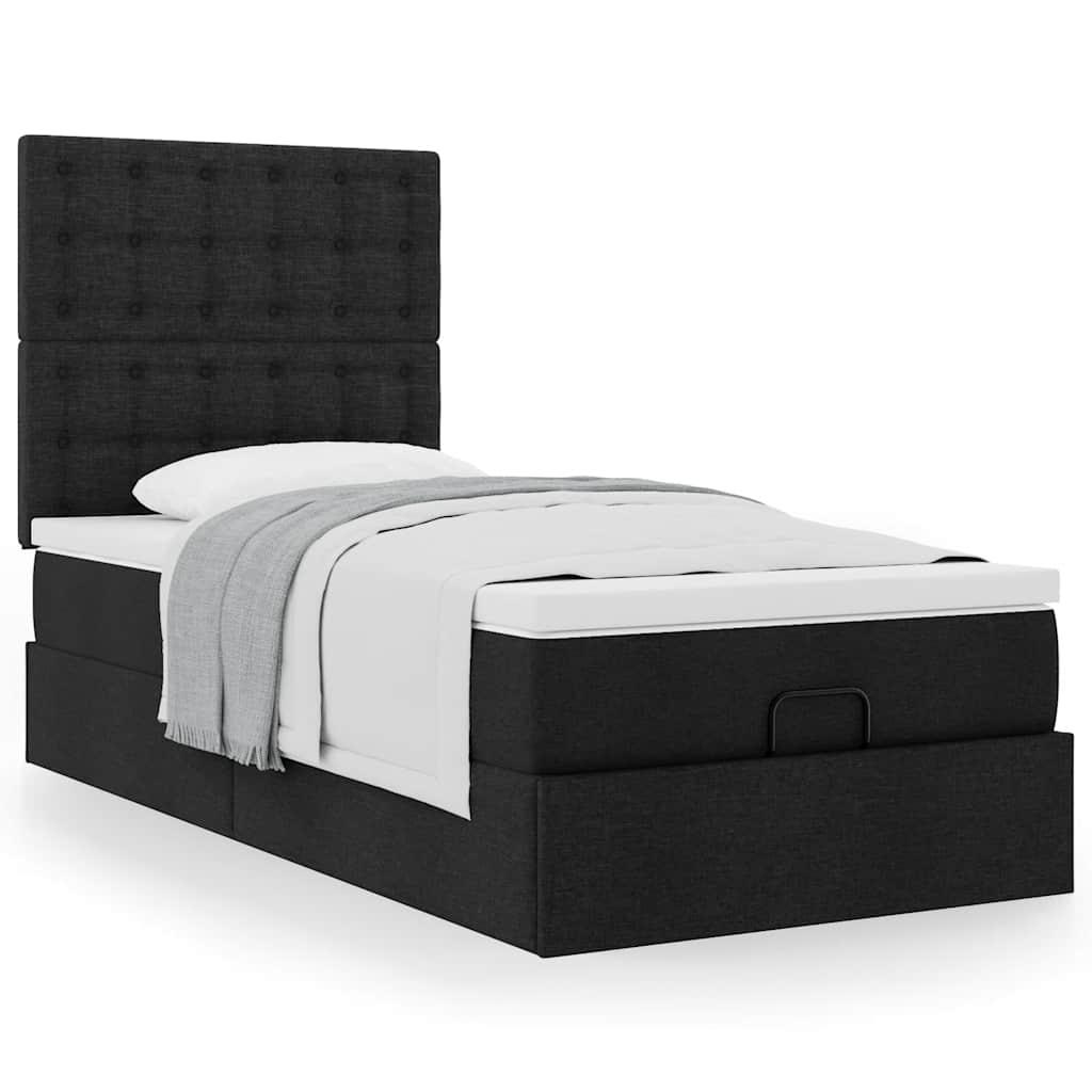 Osmannisk sengeramme med madras 80x200 cm stof sort