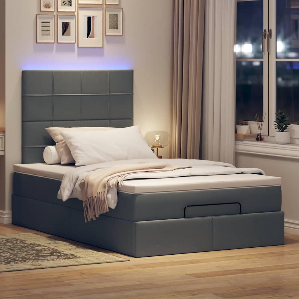 Osmannisk Sengeramme Med Madras 120x190 Cm Stof Mørkegrå
