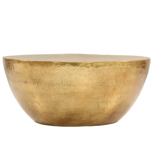 Sofabord hamret aluminium 70 x 30 cm messingfarvet