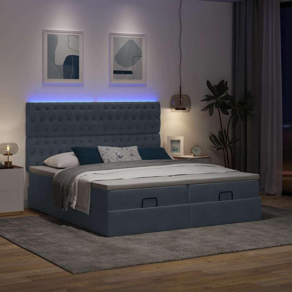 Osmannisk Sengeramme Med Madrasser Fløjl - Mørkegrå / Med pynteknapper / 200 x 200 cm