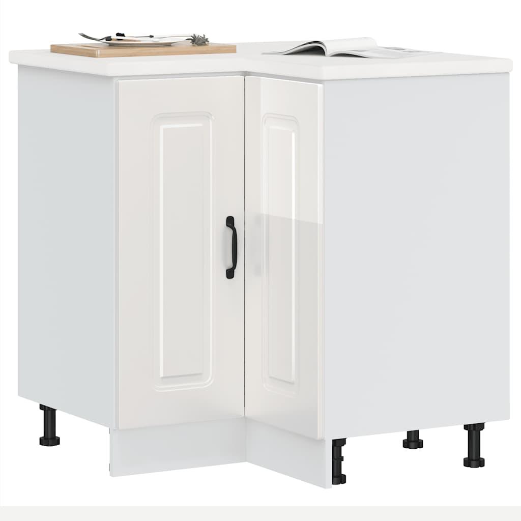 Køkkenhjørneskab Kalmar konstrueret træ højglans hvid