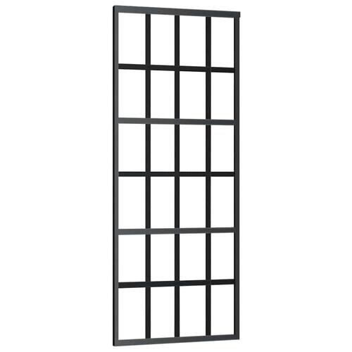 Skydedør med hardwaresæt 76x205 cm sikkerhedsglas aluminium