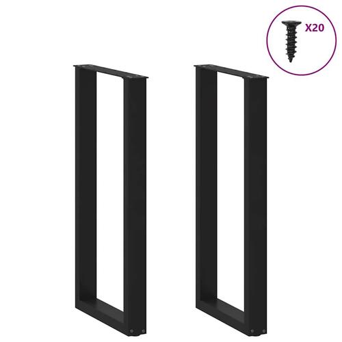 Sofabordben U-formet 2 stk. 40x(100-101) cm stål sort