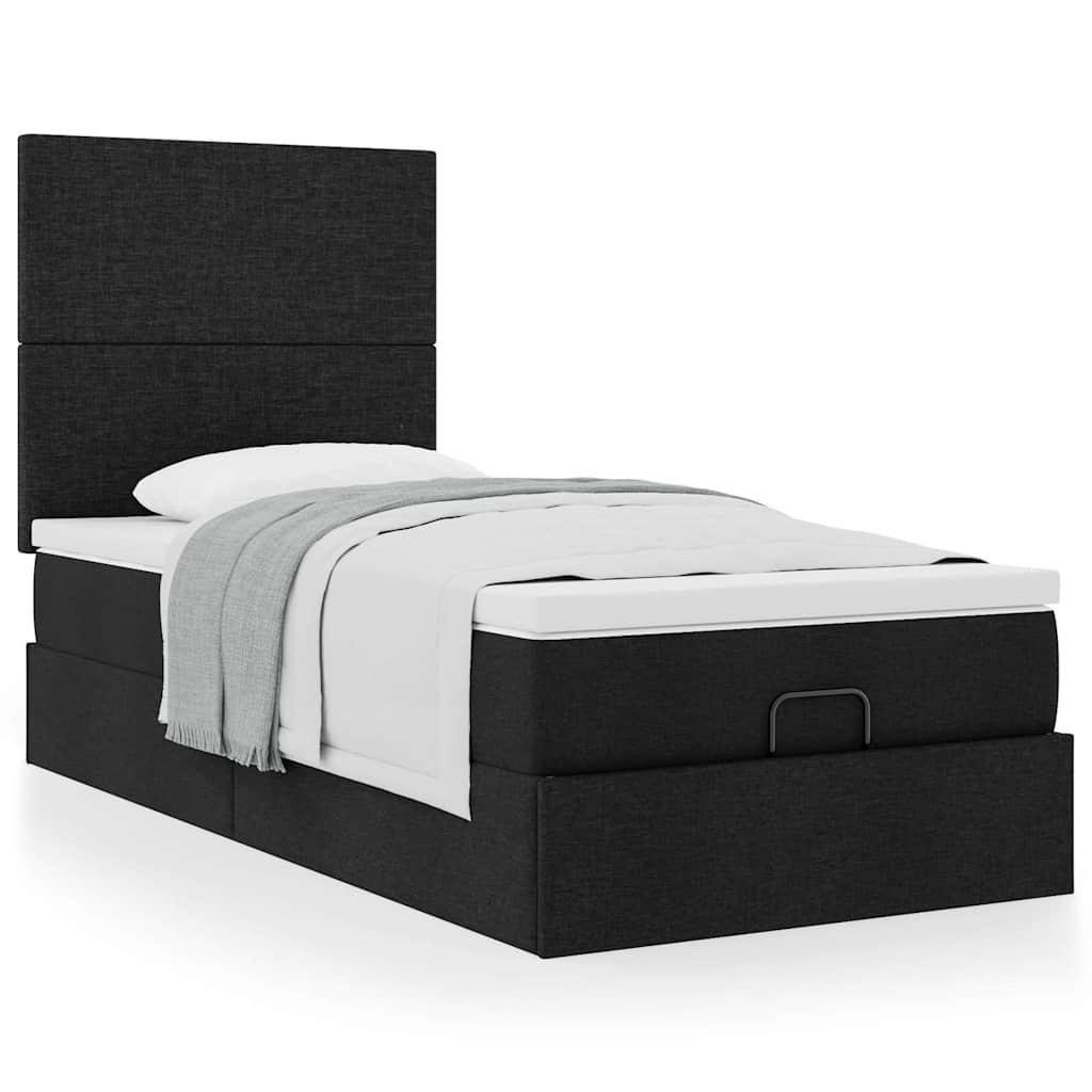 Osmannisk sengeramme med madras 90×190 cm - stof, sort