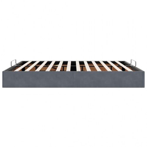 Sengeramme med opbevaring 180 x 200 cm i fløjl - mørkegrå