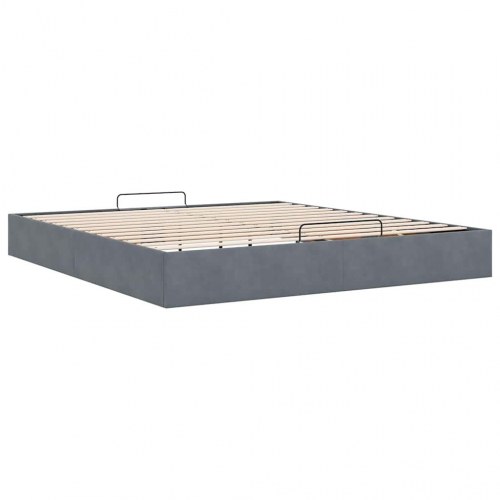 Sengeramme med opbevaring 180 x 200 cm i fløjl - mørkegrå