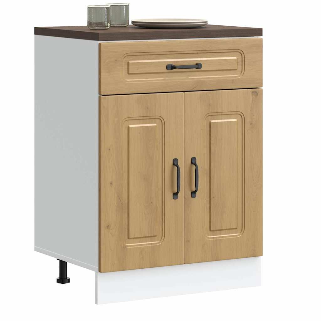 Køkkenunderskab Kalmar konstrueret træ egetræsfarvet