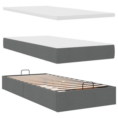 Osmannisk sengeramme med madrasser 180x200 cm stof mørkegrå