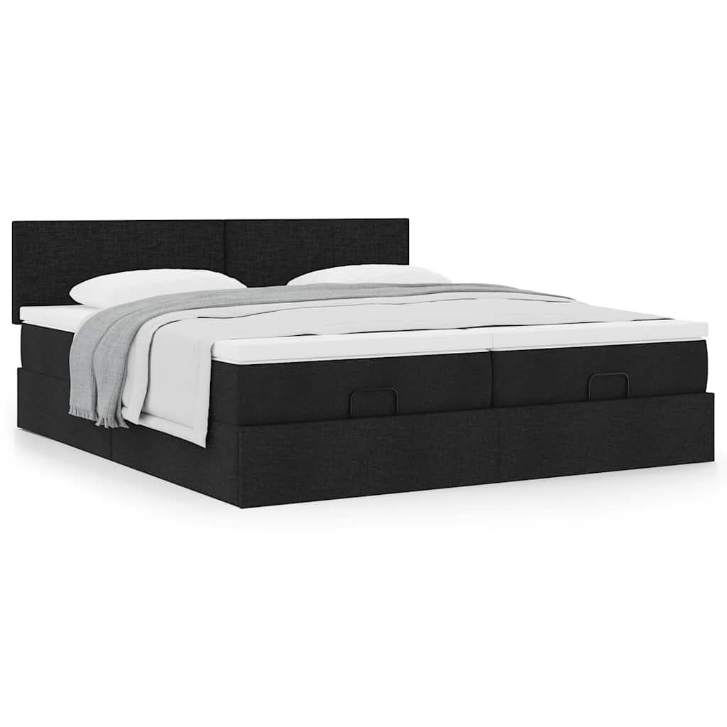 Osmannisk sengeramme med madrasser 160x200 cm stof sort